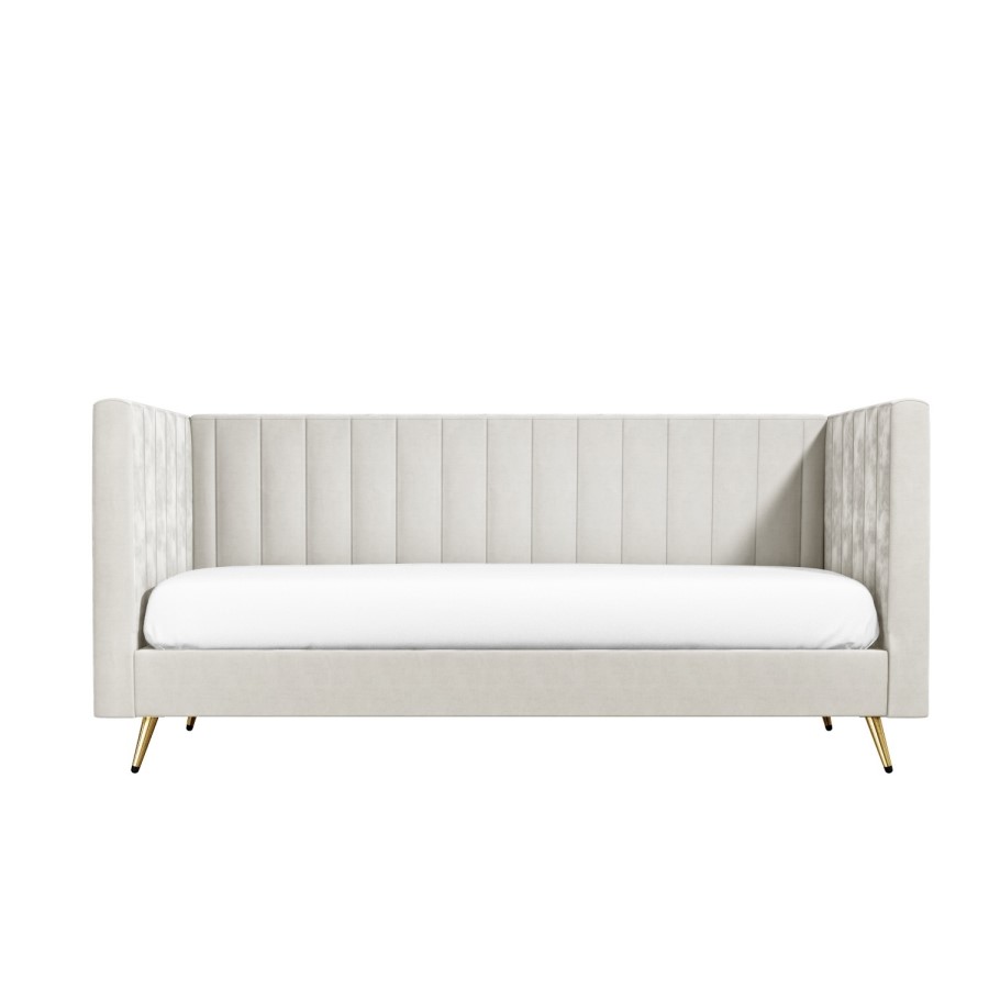 GRADE A1 - Light Grey Velvet Single Day Bed with Scandi Styling - Lennox