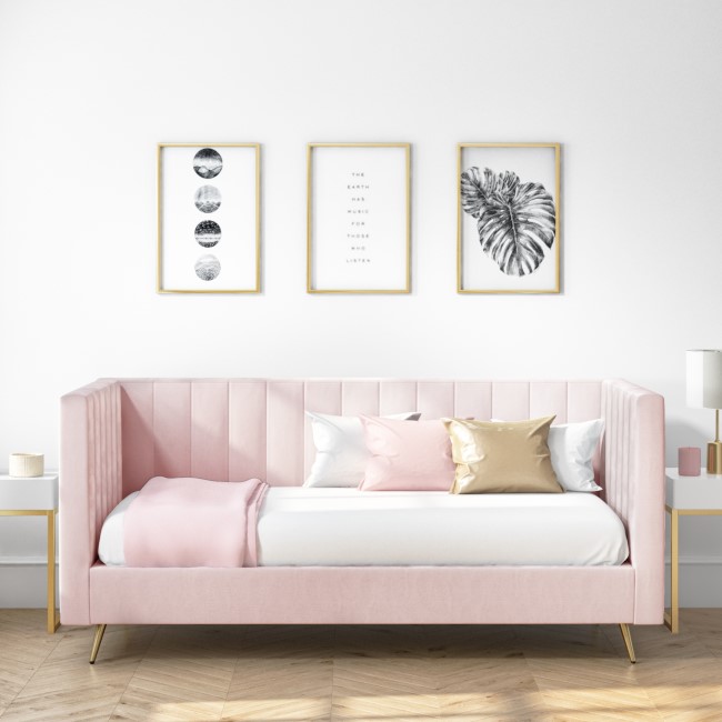 Single Day Bed Sofa in Pink Velvet - Lennox