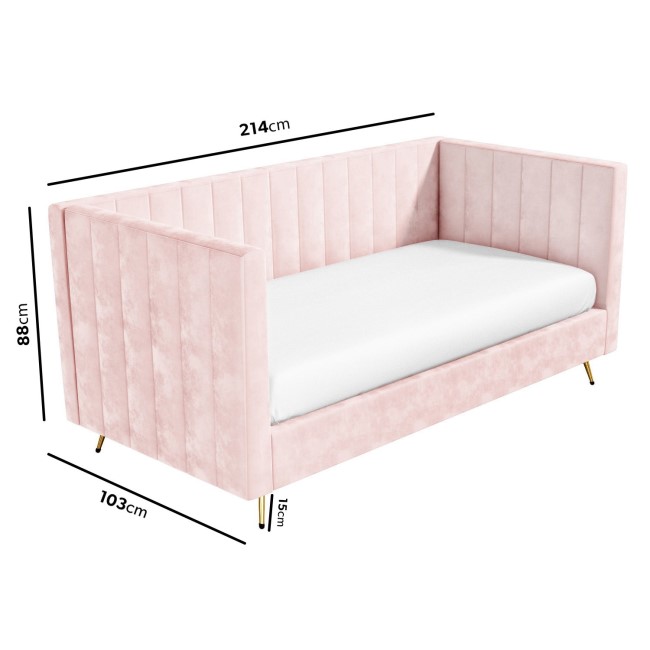 Single Day Bed Sofa in Pink Velvet - Lennox