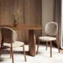 GRADE A2 - Set of 2 Beige Upholstered Dining Chairs with Dark Wood Legs - Leona