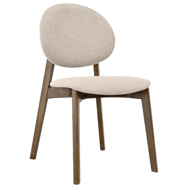 Set of 2 Cream Upholstered Dining Chairs with Dark Wood Legs - Leona