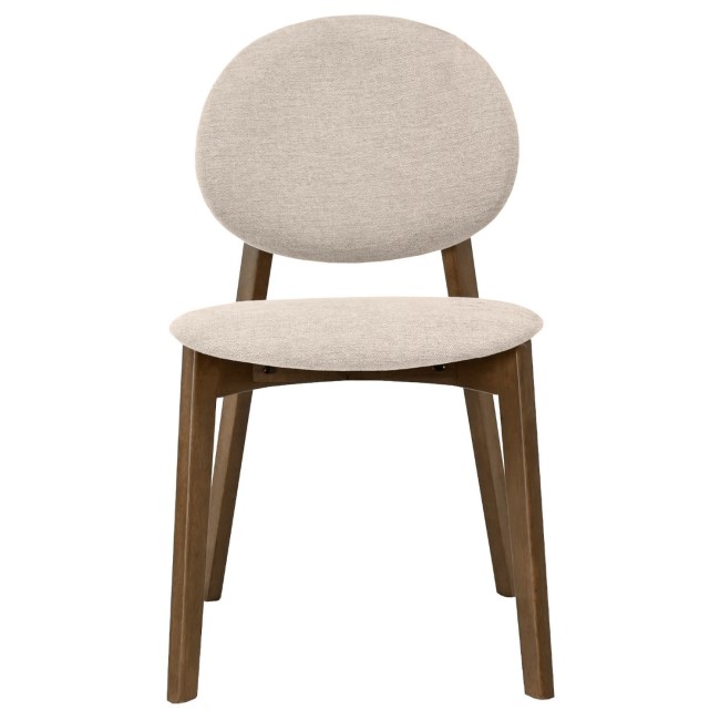 Set of 2 Cream Upholstered Dining Chairs with Dark Wood Legs - Leona