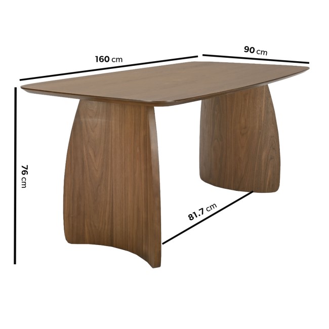 Walnut Curved Leg Dining Table - Seats 4 - 6 - Leona