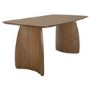 Rectangular Walnut Curved Leg Dining Table Set with 4 Cream Upholstered Chairs - Seats 4 - Leona