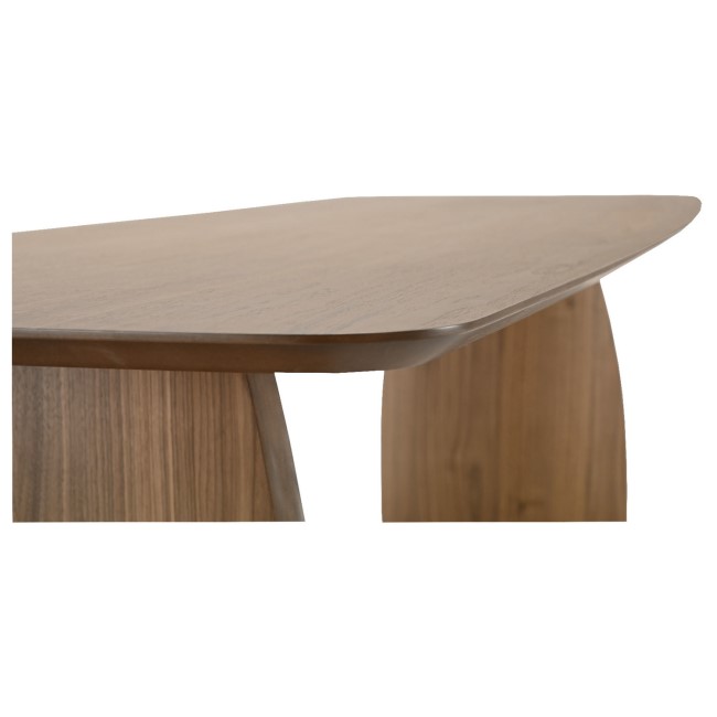 Large Walnut Curved Leg Dining Table - Seats 6 - 8 - Leona