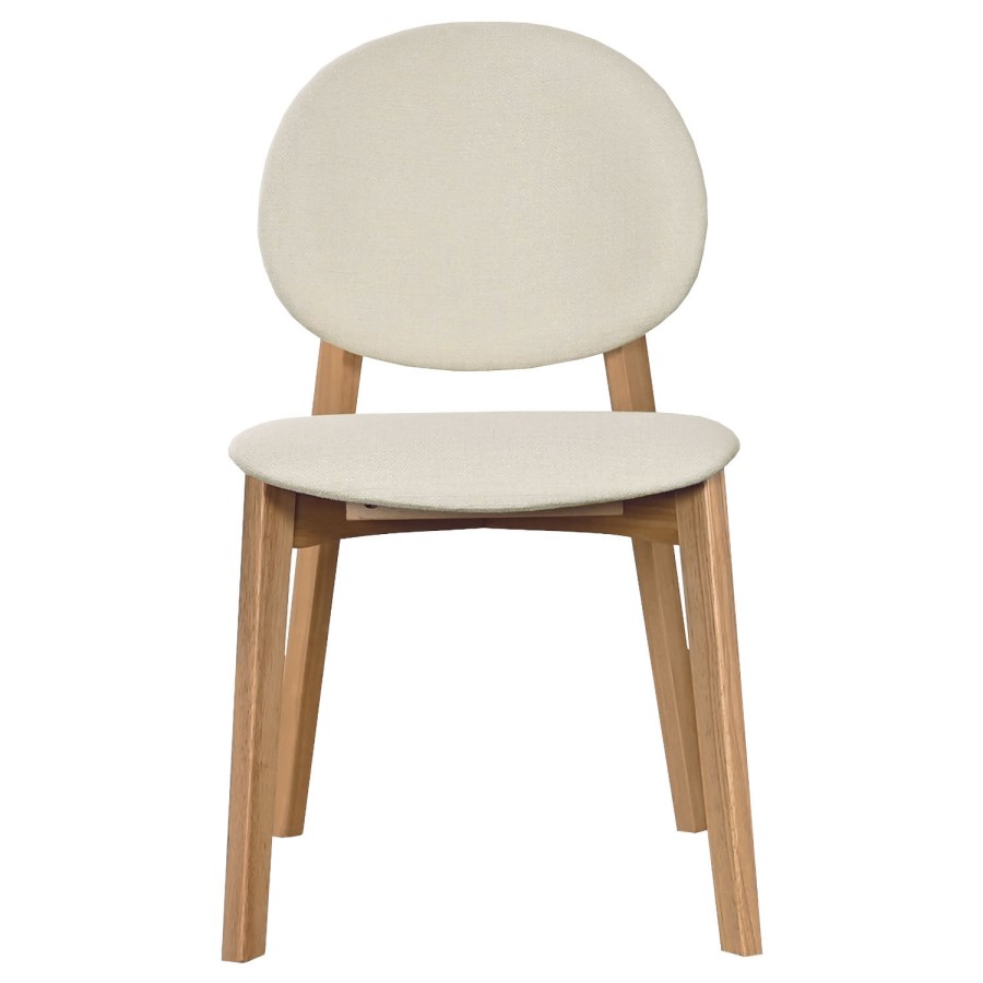 Rectangular Oak Curved Leg Dining Table Set with 4 Cream Upholstered Chairs - Seats 4 - Leona