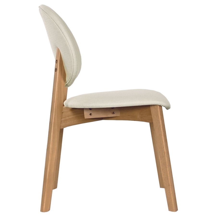 Rectangular Oak Curved Leg Dining Table Set with 4 Cream Upholstered Chairs - Seats 4 - Leona