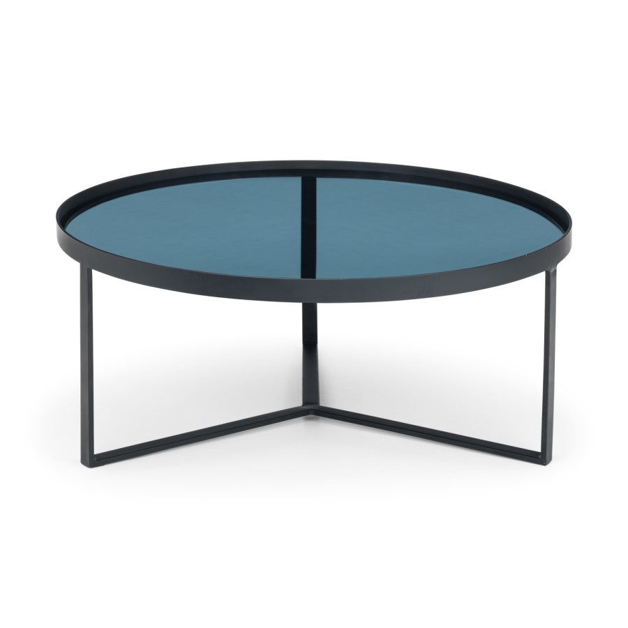 Small Round Black Smoked Glass Coffee Table - Loft - Julian Bowen