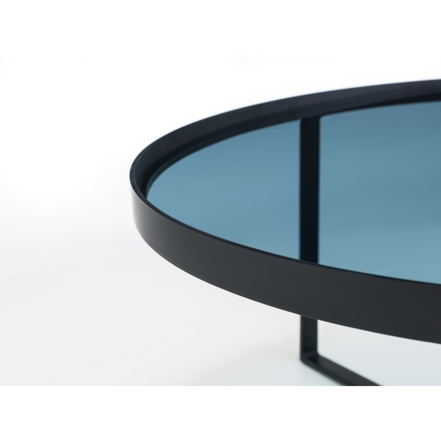 Small Round Black Smoked Glass Coffee Table - Loft - Julian Bowen