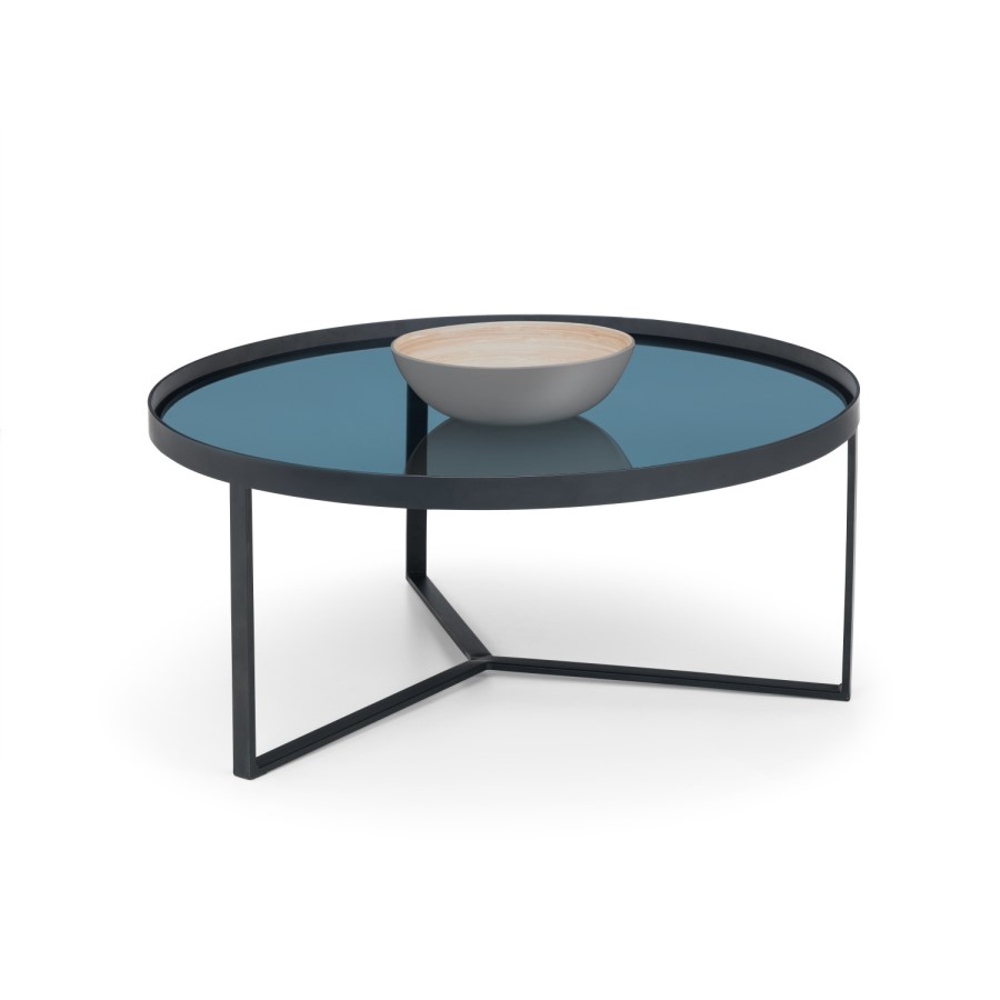 Small Round Black Smoked Glass Coffee Table - Loft - Julian Bowen