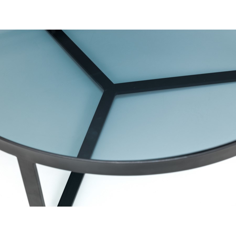 Small Round Black Smoked Glass Coffee Table - Loft - Julian Bowen
