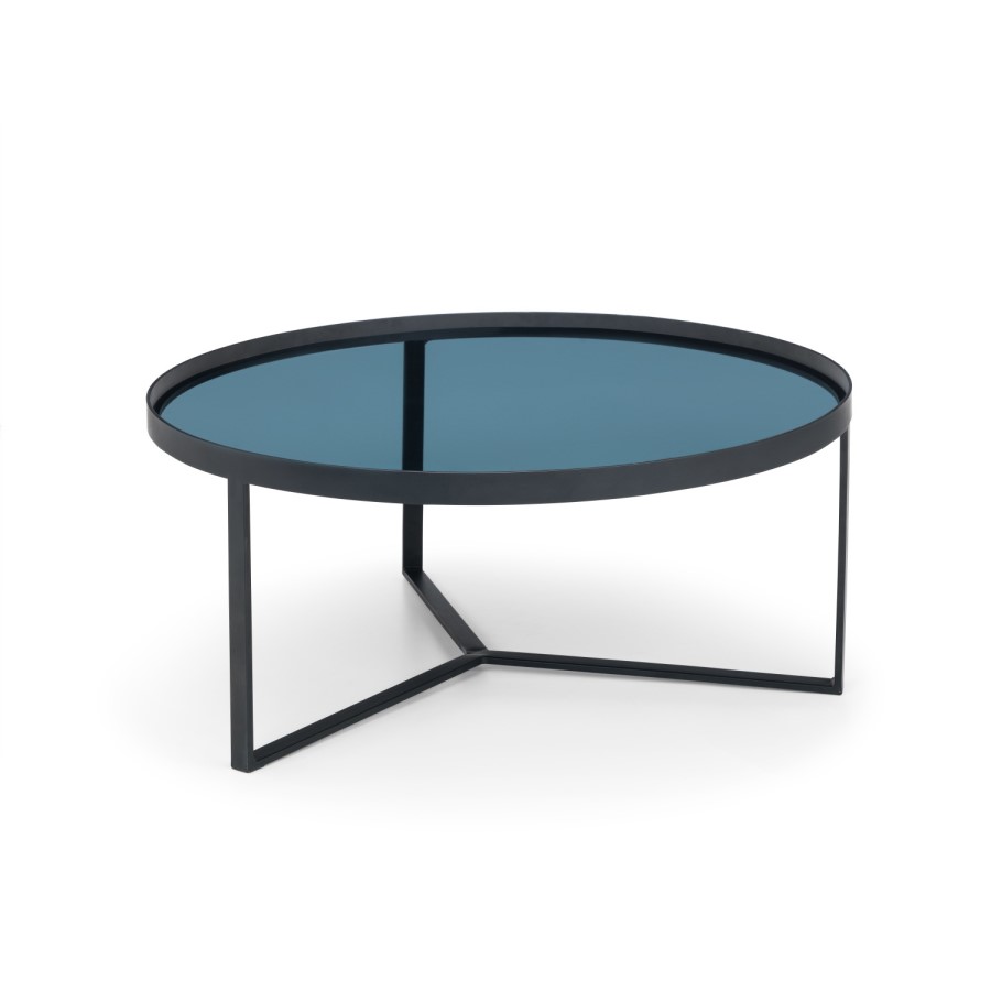Small Round Black Smoked Glass Coffee Table - Loft - Julian Bowen