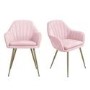 Set of 2 Pink Velvet Dining Tub Chairs with Gold Legs - Logan