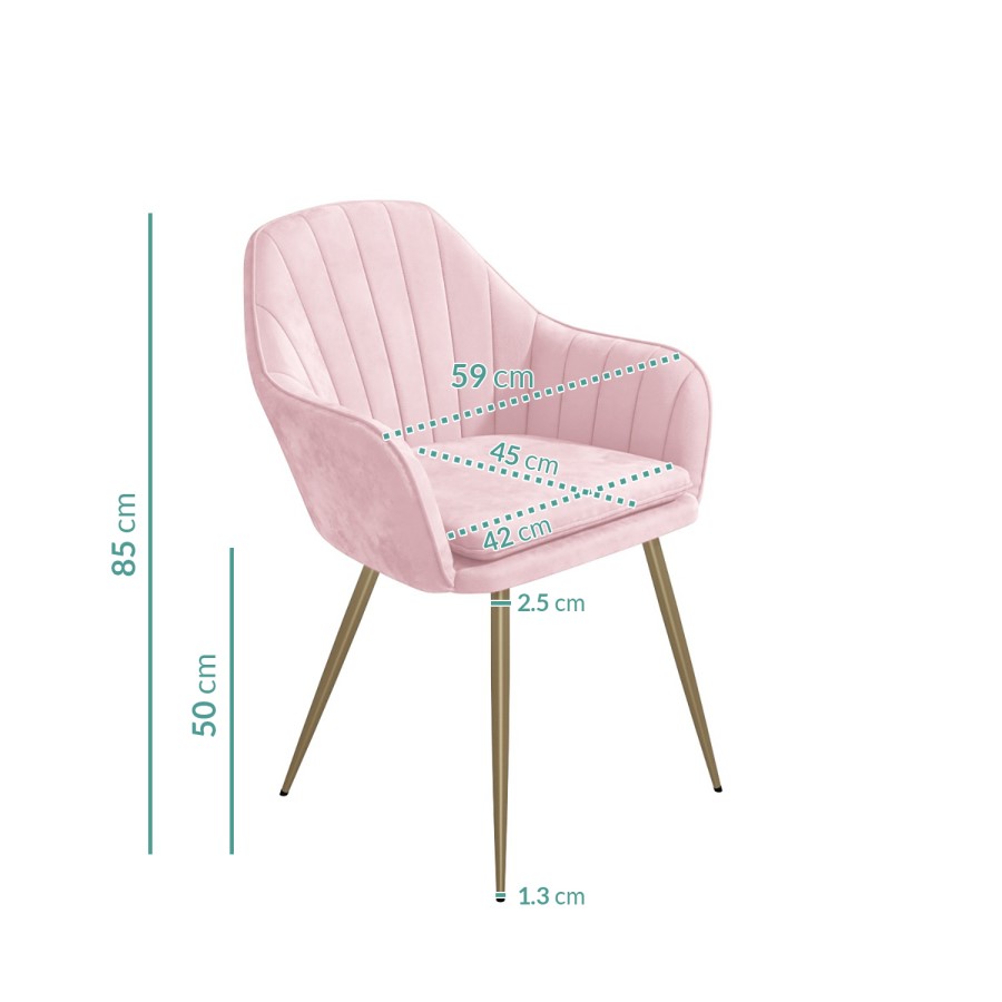 GRADE A2 - Pink Velvet Tub Chairs with Gold Legs - Set of 2 - Logan