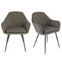GRADE A1 - Set of 2 Dove Grey Faux Leather Tub Dining Chairs - Logan