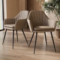 LOG008 Set of 2 Beige Faux Leather Dining Chairs - Logan