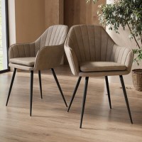Set of 2 Beige Faux Leather Dining Chairs - Logan Set of 2 Beige Faux Leather Dining Chairs - Logan