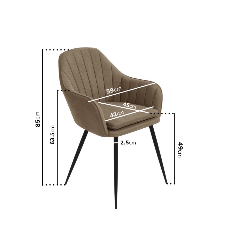 GRADE A2 - Set of 2 Beige Faux Leather Dining Tub Chairs with Black Legs - Logan