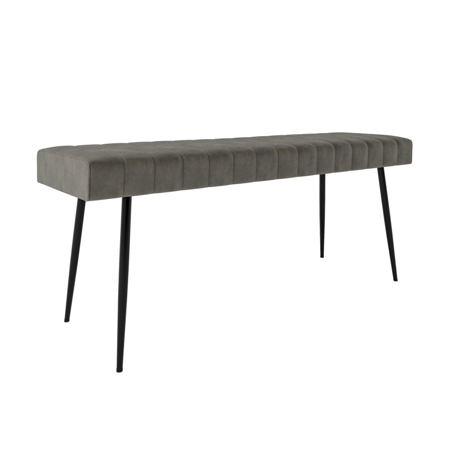 Large Dove Grey Faux Leather Dining Bench  -  120cm  -  Seats 2  -  Logan