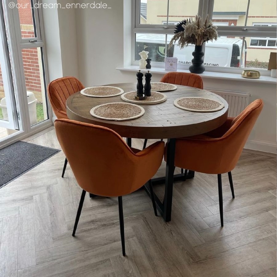 GRADE A2 - Set of 2 Orange Velvet Tub Dining Chairs - Logan