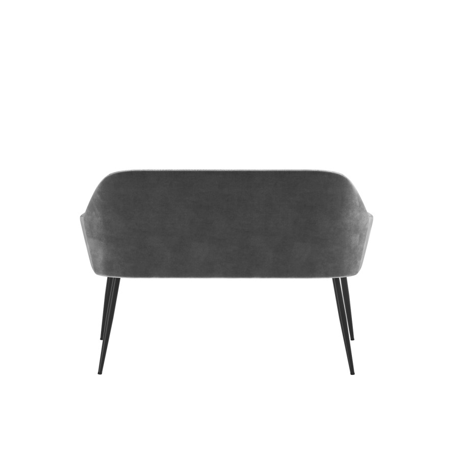 GRADE A2 - Grey Velvet Dining Bench with Black Legs and High Back - Seats 2 - Logan