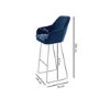 GRADE A2 - Navy Blue Velvet Bar Stool with Arms - Logan
