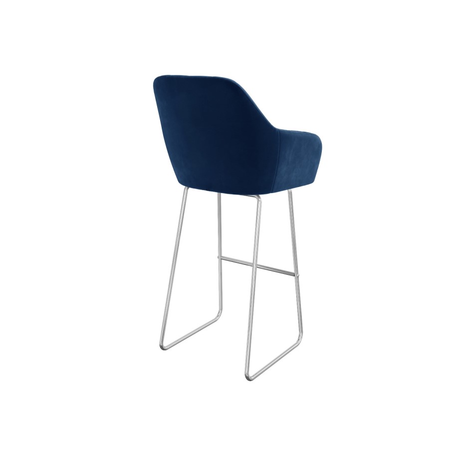 GRADE A2 - Navy Blue Velvet Bar Stool with Arms - Logan