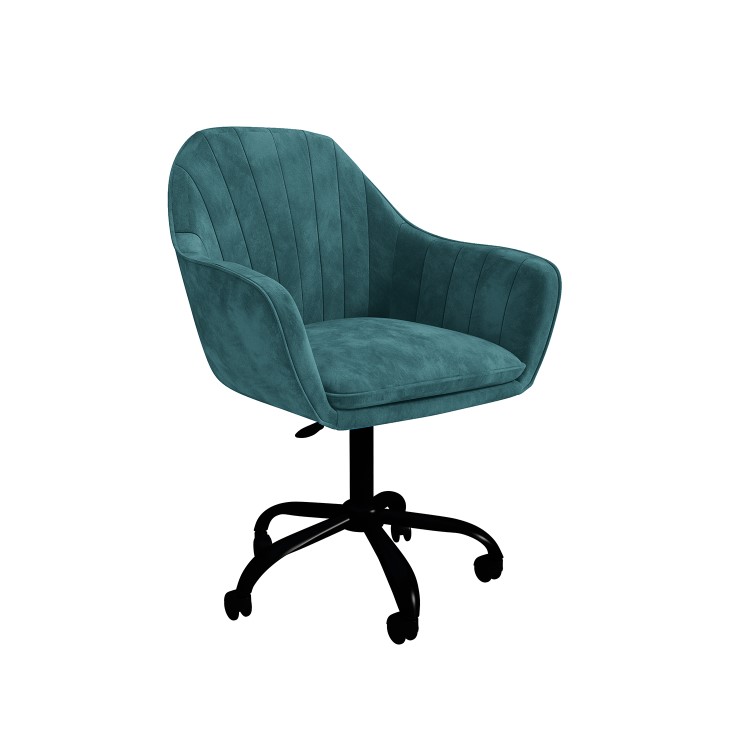 GRADE A2 - Logan Teal Velvet Office Chair with Black Legs