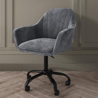 GRADE A1 - Grey Velvet Office Chair - Tub Seat - Logan