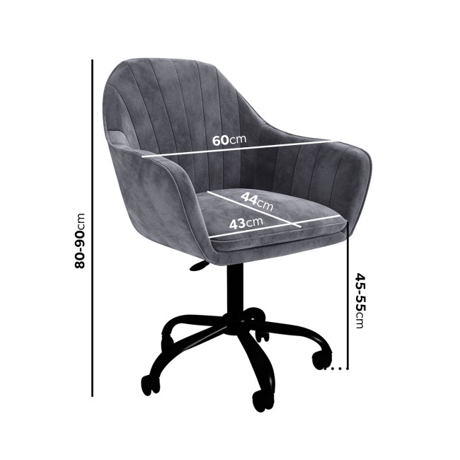 GRADE A1 - Grey Velvet Office Chair - Tub Seat - Logan