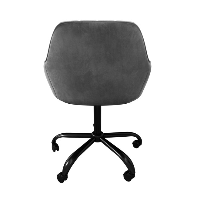 Grey Velvet Office Chair with Arms - Logan