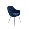 GRADE A2 - Set of 2 Navy Blue Velvet Dining Tub Chairs with Chrome Legs - Logan