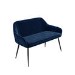 Large Navy Velvet Dining Bench with Back - Seats 2 - Logan