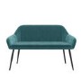 Teal Velvet  Dining Bench with Back - Seats 2 - Logan