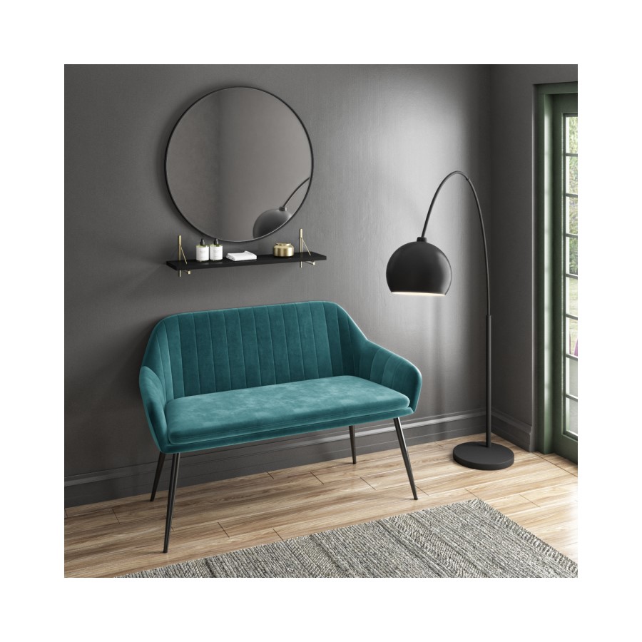 Teal Velvet  Dining Bench with Back - Seats 2 - Logan