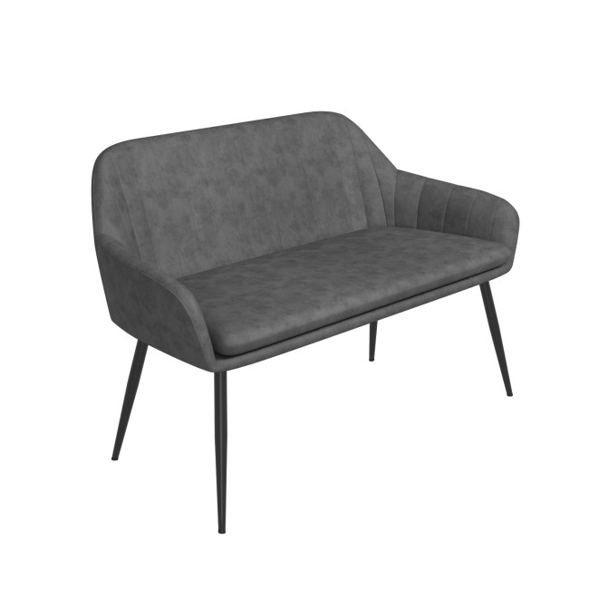 Leather High Back Dining Bench Grey Faux Leather High Back Dining Bench - Seats 2 - Logan | Furniture123