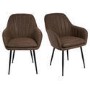 GRADE A1 - Set of 2 Brown Faux Leather Tub Dining Chairs - Logan