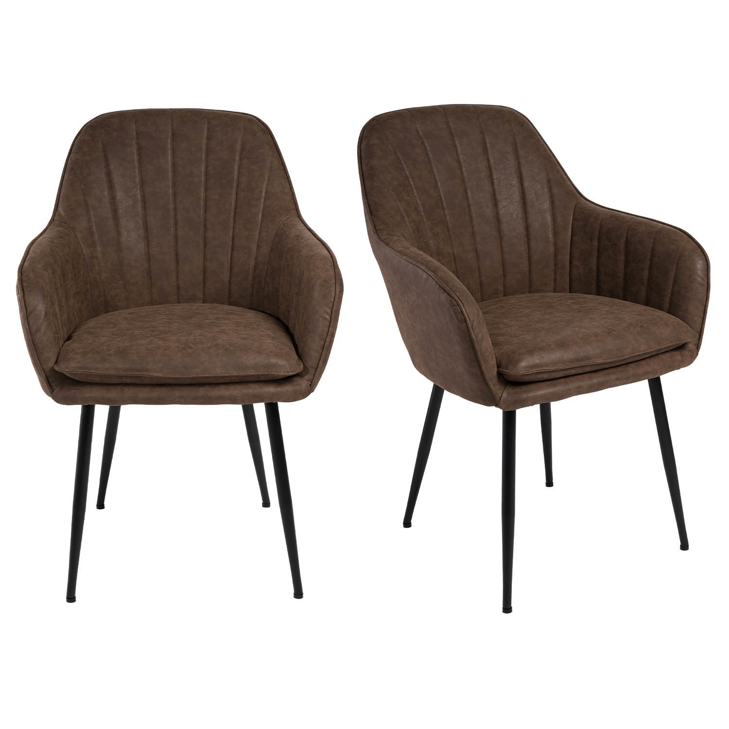 Photo of Set of 2 brown faux leather tub dining chairs - logan
