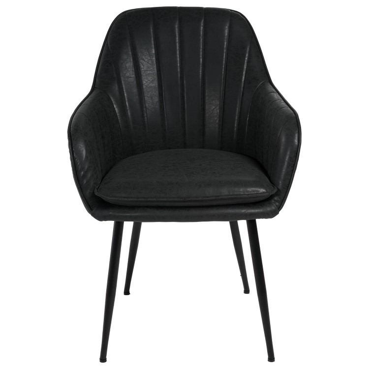 Set of 2 Black Faux Leather Tub Dining Chairs - Logan