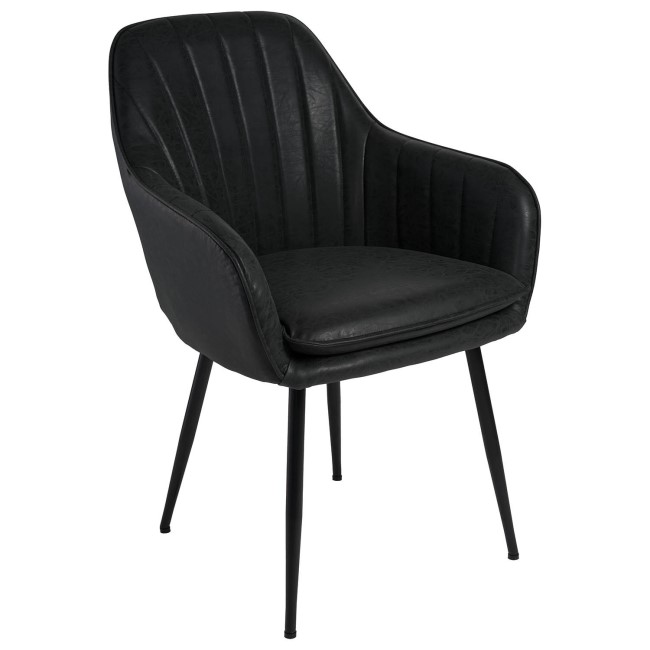 Set of 2 Black Faux Leather Tub Dining Chairs - Logan