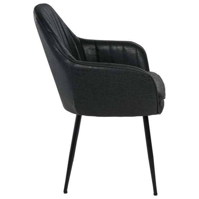 Set of 2 Black Faux Leather Tub Dining Chairs - Logan