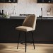 Beige Faux Leather Swivel Kitchen Stool - Logan