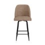 Set of 2 Beige Faux Leather Swivel Kitchen Stools - Logan