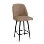 Set of 2 Beige Faux Leather Swivel Kitchen Stools - Logan