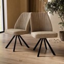 LOG033 Set of 2 Beige Faux Leather Swivel Dining Chairs - Logan