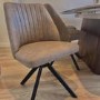 ONLY OPENED - Set of 2 Beige Faux Leather Swivel Dining Chairs - Logan