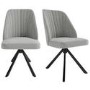 ONLY OPENED - Set of 2 Grey Fabric Swivel Dining Chairs with Black Legs - Logan