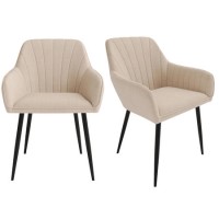 GRADE A2 - Set of 2 Beige Fabric Tub Dining Chairs - Logan