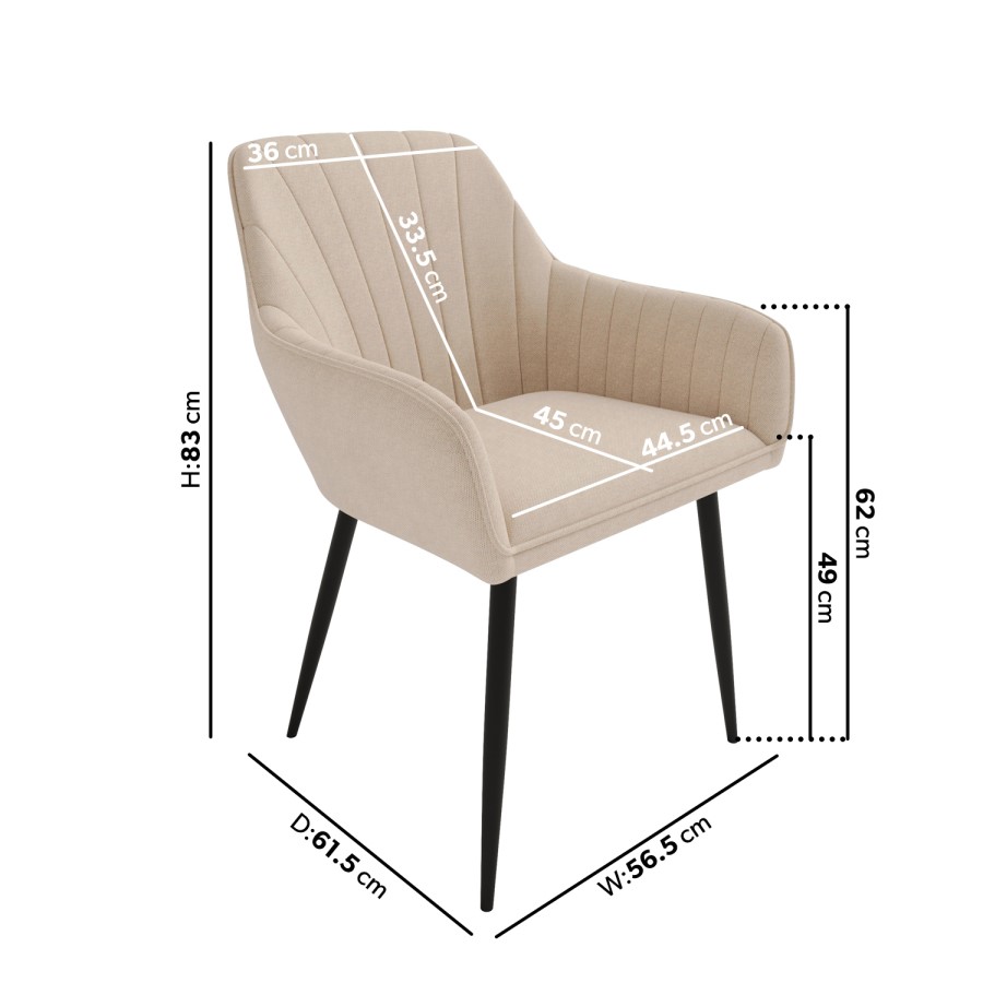 GRADE A2 - Set of 2 Beige Fabric Tub Dining Chairs - Logan