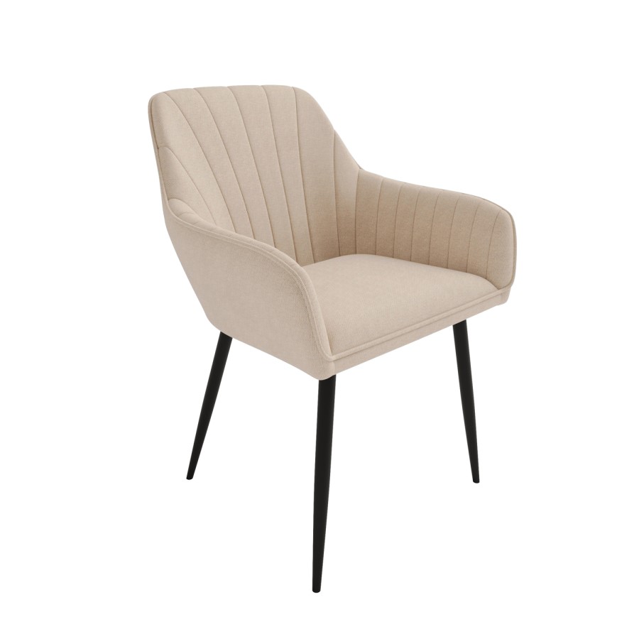 GRADE A2 - Set of 2 Beige Fabric Tub Dining Chairs - Logan